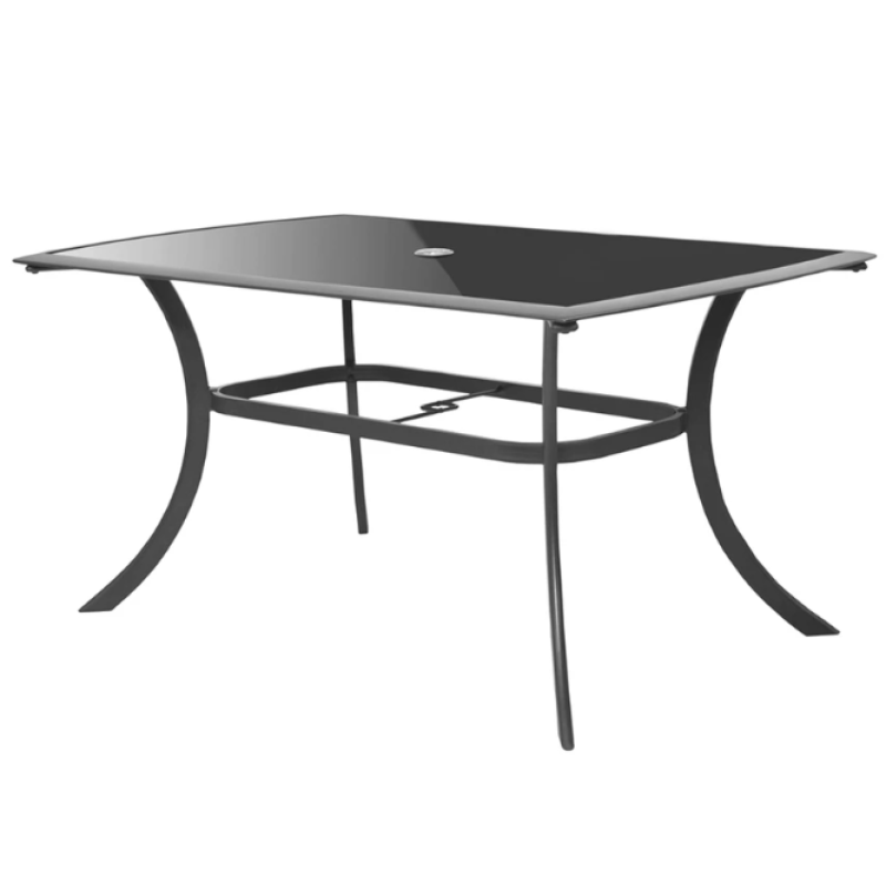 Masa pentru gradina si terasa HECHT HONEY MAXI TABLE, blat din sticla neagra securizata, cadru din profile aluminiu, 168 x 97 x 72 cm