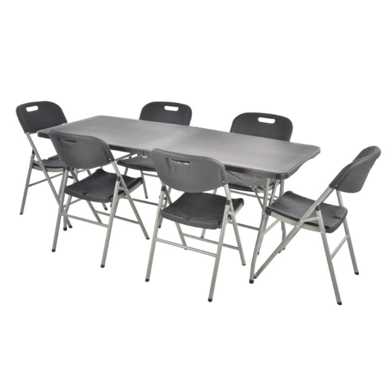 Set mobilier pentru gradina HECHT Foldis Set 6, pliabil, masa 180 x 74 x 74 cm, 6 x scaune 56 x 46 x 84 cm