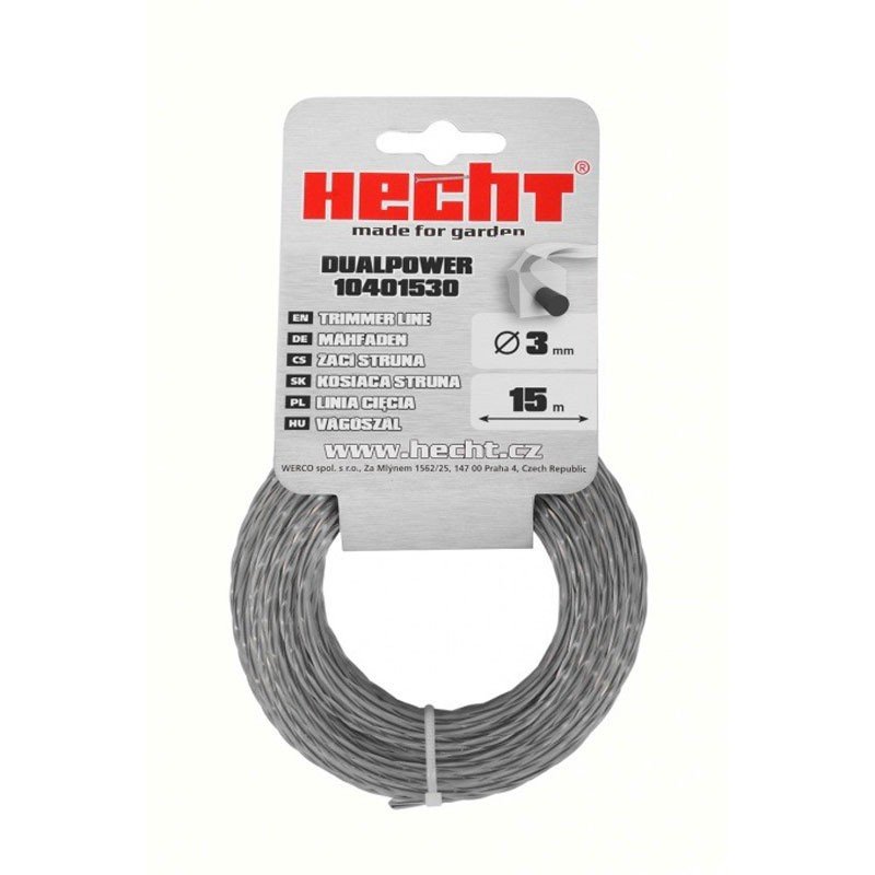 Fir pentru trimmer HECHT 10401530, profil rasucit, diametru 3 mm, lungime 15 m, cu insertie metalica