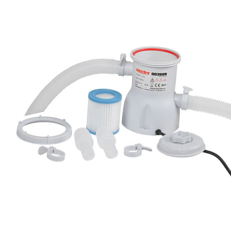 Filtru pentru piscina HECHT 003609, alimentare 230 V, debit de apa 1.2 mc/h, kit de montare complet, culoare alb
