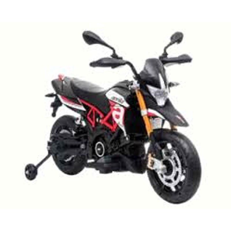 Motocicleta electrica pentru copii HECHT APRILIA Dorsoduro 900, acumulator 12 V, 4.5 Ah, motor 2x18 W, greutate maxima suportata 30 kg, varsta 3-8 ani