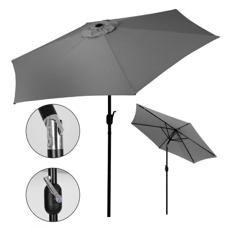 Umbrela pentru gradina HECHT Shadow, cadru din otel, diametru 270 cm, inaltime 2.2 m, fara baza