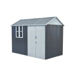 Magazie pentru lemne si unelte Hecht 6x10 nord cadru si baza metalica prevazuta cu geam dimensiuni 172 x 302 x 222 cm