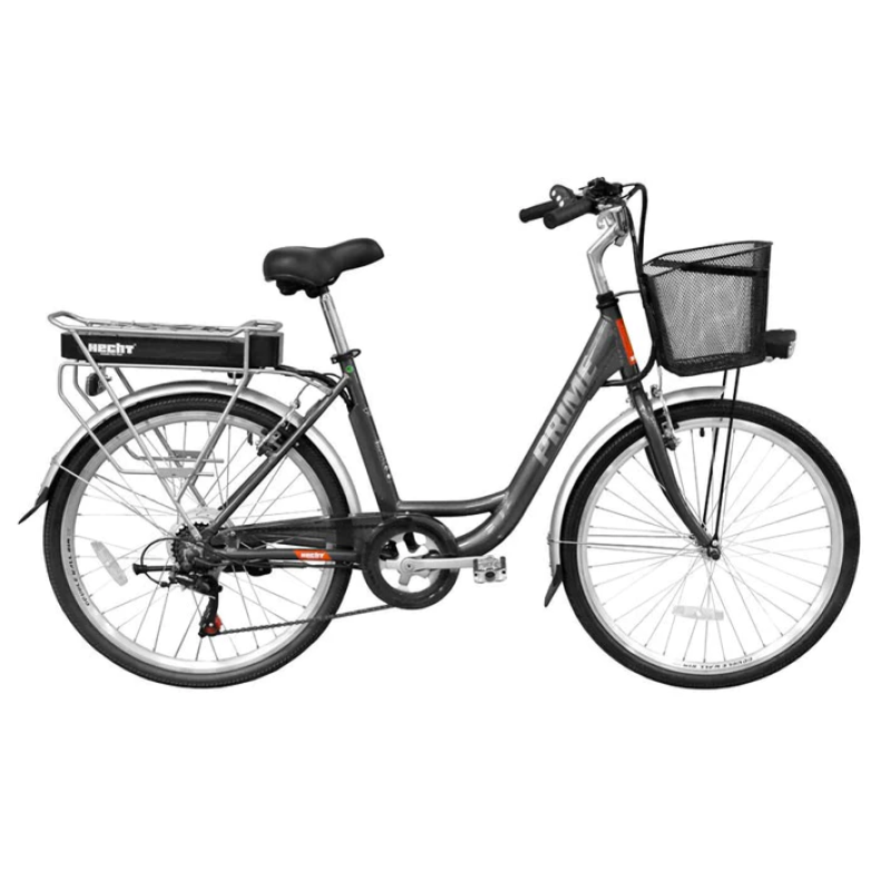 Bicicleta electrica Hecht prime shadow cu sasiu din aluminiu schimbator shimano acumulator 36 v