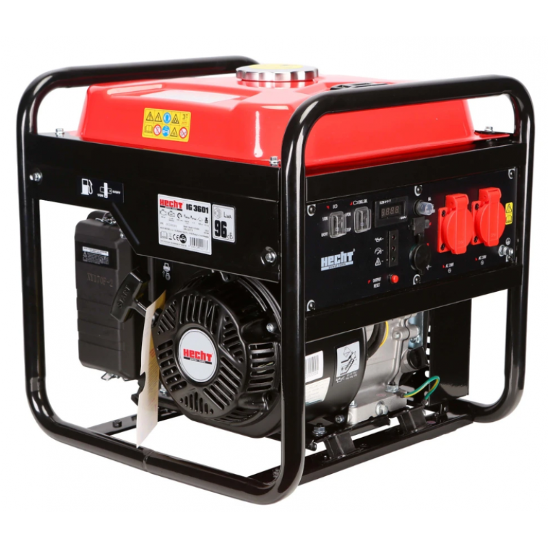 Generator de putere invertor HECHT IG 3601, max 3.3 kW, motor benzina 4T, 208 CC, 2 x priza 230 V, 1 x priza 12 V, 2 x USB 5 V